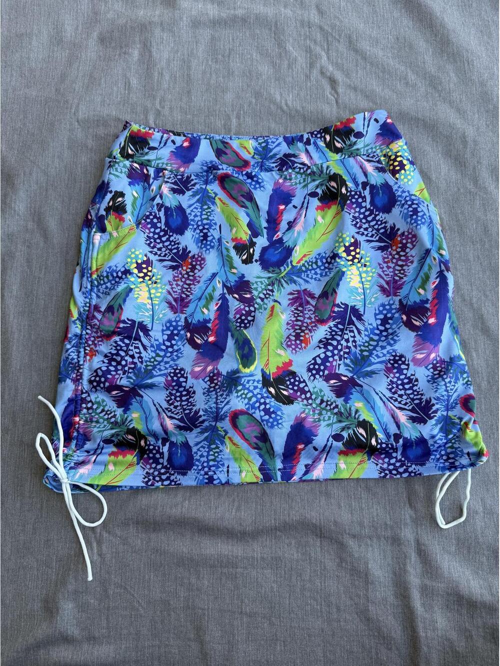 Jack Smith Women's Size Small Skort Blue Feather Print Rauch Tie Pockets Stretch